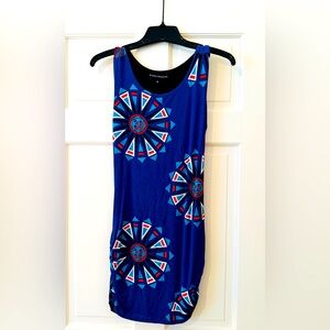 Karina Grimaldi Blue Geometric Mini Dress